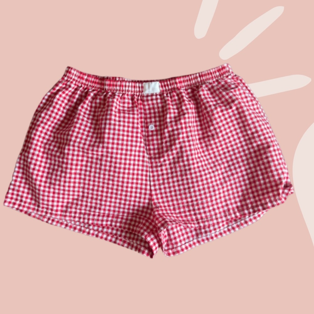 Red Gingham Boxer Shorts - Woman